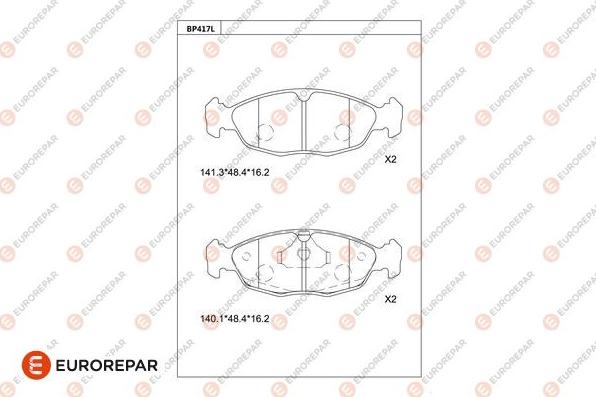 EUROREPAR 1681251880 - Тормозные колодки, дисковые, комплект autodnr.net