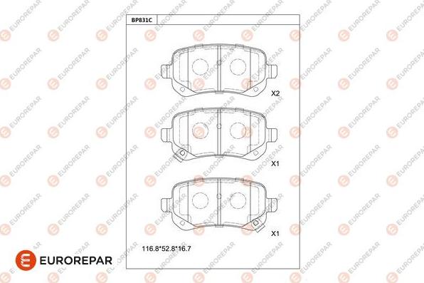 EUROREPAR 1681251980 - Гальмівні колодки, дискові гальма autocars.com.ua