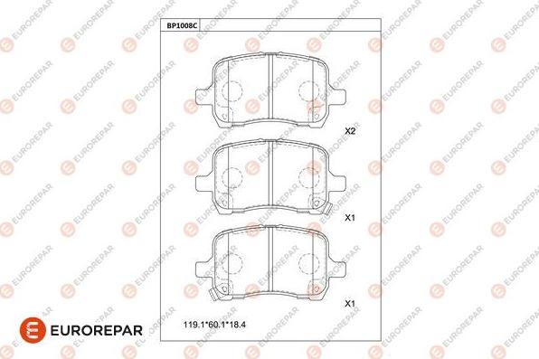 EUROREPAR 1681252680 - Гальмівні колодки, дискові гальма autocars.com.ua