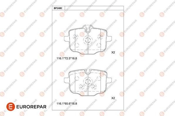 EUROREPAR 1681253080 - Тормозные колодки, дисковые, комплект avtokuzovplus.com.ua