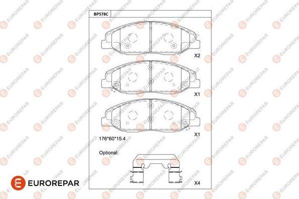 EUROREPAR 1681254380 - Тормозные колодки, дисковые, комплект autodnr.net