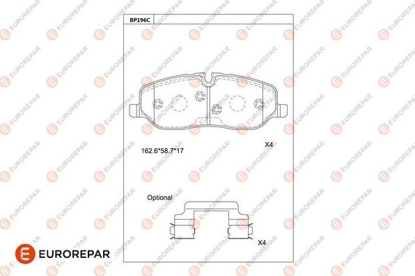 EUROREPAR 1681254780 - Гальмівні колодки, дискові гальма autocars.com.ua