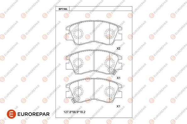 EUROREPAR 1681255580 - Тормозные колодки, дисковые, комплект autodnr.net