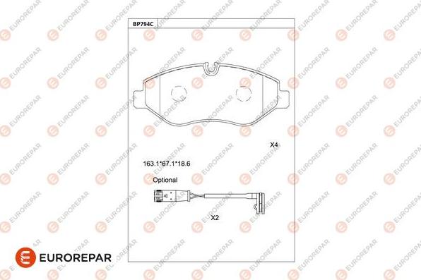 EUROREPAR 1681255780 - Тормозные колодки, дисковые, комплект autodnr.net