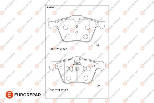 EUROREPAR 1681256480 - Тормозные колодки, дисковые, комплект avtokuzovplus.com.ua