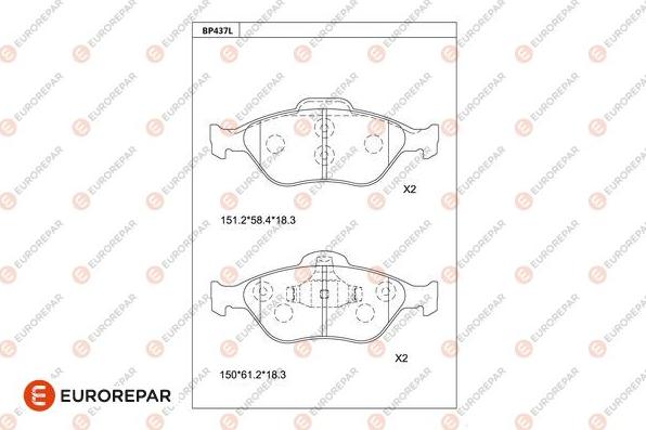 EUROREPAR 1681256980 - Тормозные колодки, дисковые, комплект autodnr.net