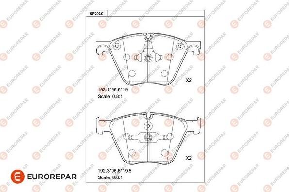 EUROREPAR 1681257580 - Тормозные колодки, дисковые, комплект autodnr.net