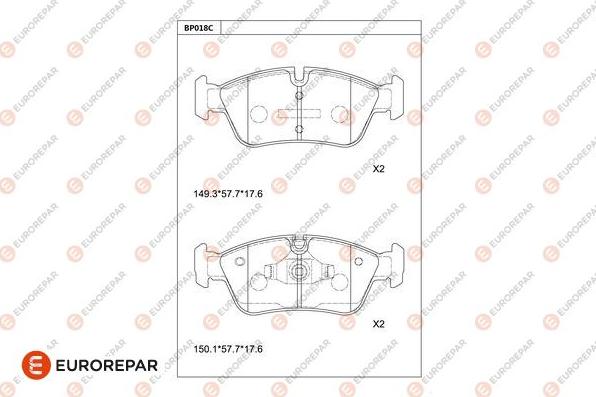 EUROREPAR 1681258380 - Гальмівні колодки, дискові гальма autocars.com.ua