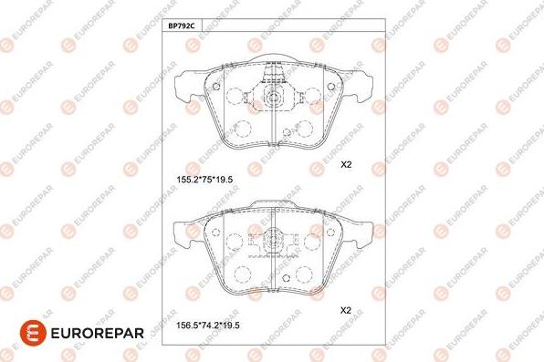 EUROREPAR 1681258580 - Тормозные колодки, дисковые, комплект avtokuzovplus.com.ua