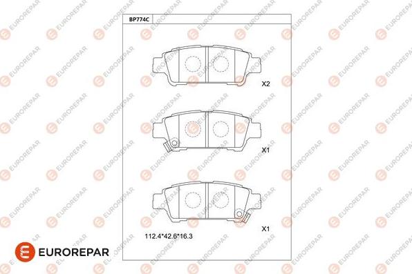 EUROREPAR 1681258780 - Гальмівні колодки, дискові гальма autocars.com.ua