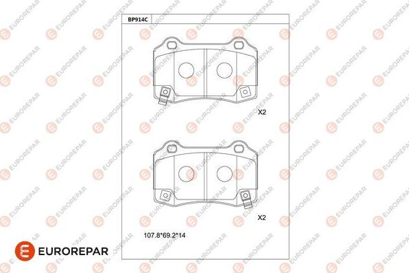 EUROREPAR 1681258980 - Тормозные колодки, дисковые, комплект avtokuzovplus.com.ua