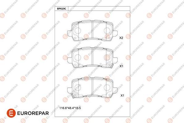 EUROREPAR 1681259380 - Тормозные колодки, дисковые, комплект avtokuzovplus.com.ua