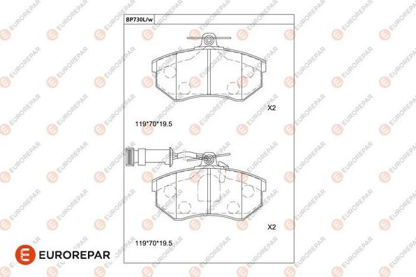 EUROREPAR 1681259780 - Гальмівні колодки, дискові гальма autocars.com.ua