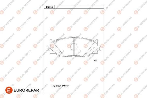 EUROREPAR 1681261980 - Тормозные колодки, дисковые, комплект avtokuzovplus.com.ua