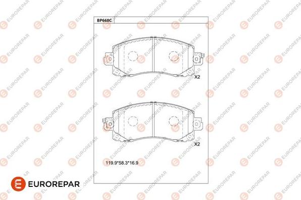 EUROREPAR 1681262280 - Тормозные колодки, дисковые, комплект avtokuzovplus.com.ua