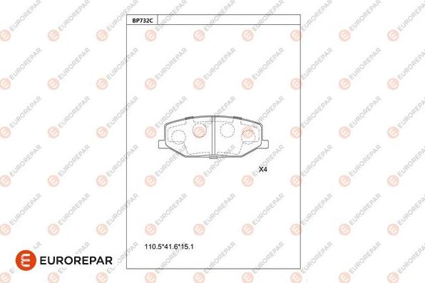 EUROREPAR 1681262780 - Гальмівні колодки, дискові гальма autocars.com.ua