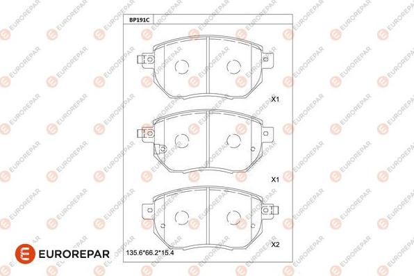 EUROREPAR 1681263180 - Тормозные колодки, дисковые, комплект avtokuzovplus.com.ua