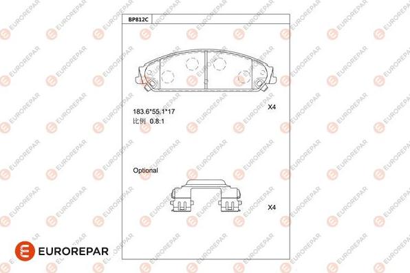 EUROREPAR 1681263480 - Тормозные колодки, дисковые, комплект autodnr.net