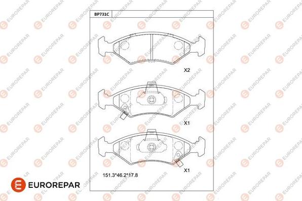 EUROREPAR 1681263580 - Тормозные колодки, дисковые, комплект avtokuzovplus.com.ua