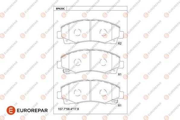 EUROREPAR 1681264480 - Тормозные колодки, дисковые, комплект avtokuzovplus.com.ua