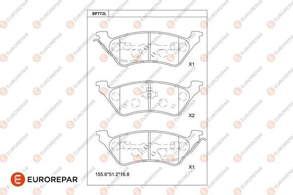 EUROREPAR 1681265780 - Тормозные колодки, дисковые, комплект autodnr.net