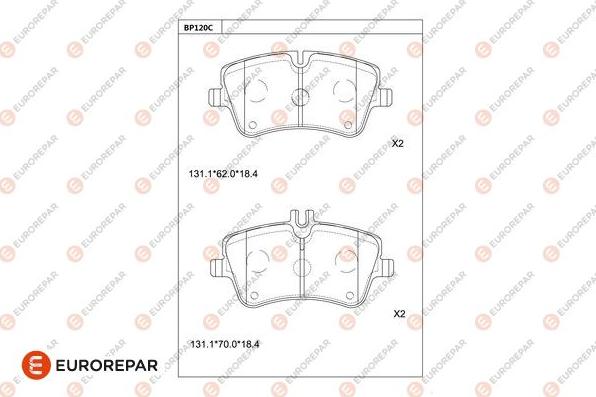 EUROREPAR 1681266080 - Тормозные колодки, дисковые, комплект avtokuzovplus.com.ua