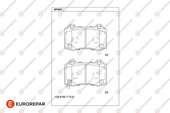 EUROREPAR 1681266580 - Тормозные колодки, дисковые, комплект avtokuzovplus.com.ua