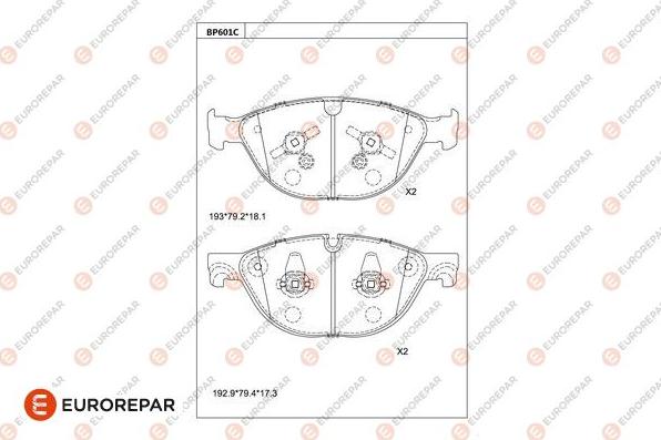 EUROREPAR 1681266880 - Тормозные колодки, дисковые, комплект avtokuzovplus.com.ua