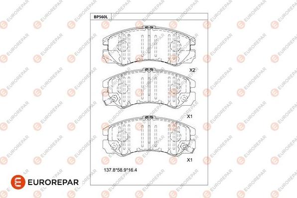 EUROREPAR 1681269680 - Гальмівні колодки, дискові гальма autocars.com.ua