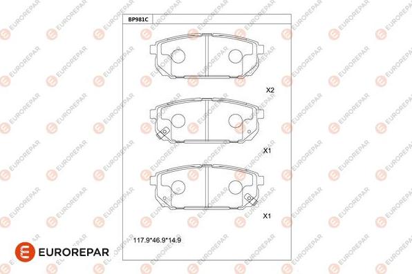 EUROREPAR 1681270780 - Гальмівні колодки, дискові гальма autocars.com.ua