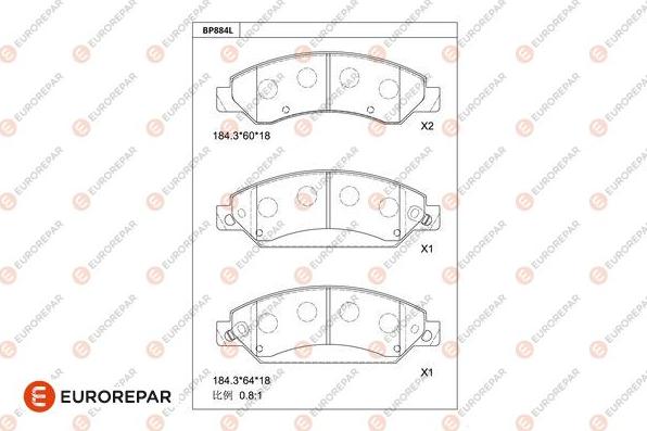 EUROREPAR 1681270980 - Гальмівні колодки, дискові гальма autocars.com.ua