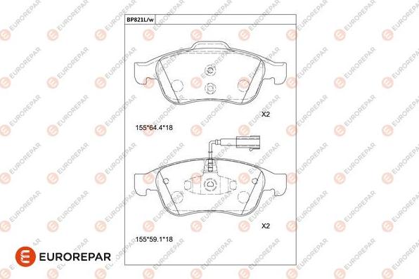 EUROREPAR 1681271080 - Гальмівні колодки, дискові гальма autocars.com.ua