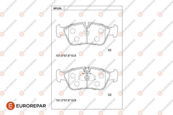 EUROREPAR 1681271280 - Тормозные колодки, дисковые, комплект autodnr.net