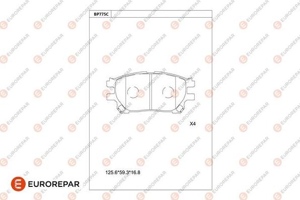 EUROREPAR 1681271680 - Тормозные колодки, дисковые, комплект avtokuzovplus.com.ua