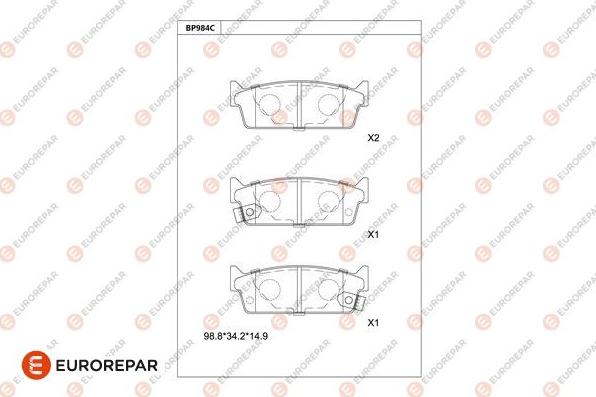 EUROREPAR 1681272380 - Тормозные колодки, дисковые, комплект avtokuzovplus.com.ua