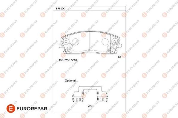 EUROREPAR 1681273280 - Гальмівні колодки, дискові гальма autocars.com.ua