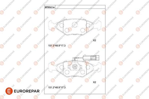 EUROREPAR 1681274580 - Гальмівні колодки, дискові гальма autocars.com.ua