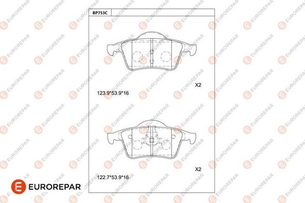 EUROREPAR 1681275080 - Тормозные колодки, дисковые, комплект avtokuzovplus.com.ua