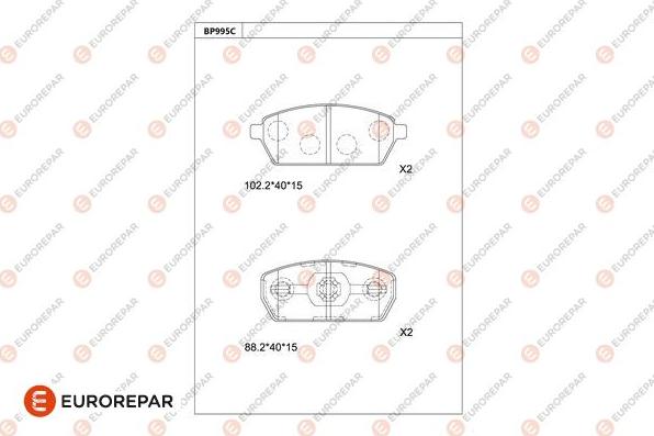 EUROREPAR 1681275480 - Гальмівні колодки, дискові гальма autocars.com.ua