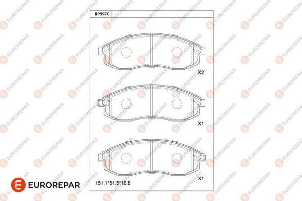 EUROREPAR 1681276080 - Гальмівні колодки, дискові гальма autocars.com.ua