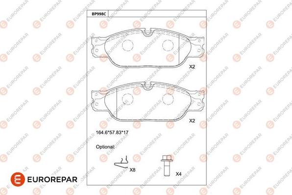 EUROREPAR 1681276180 - Гальмівні колодки, дискові гальма autocars.com.ua