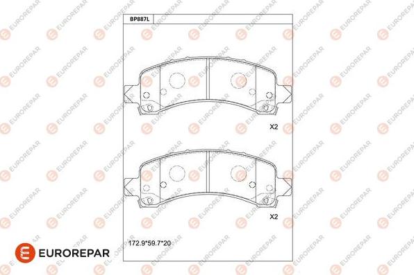 EUROREPAR 1681276580 - Гальмівні колодки, дискові гальма autocars.com.ua