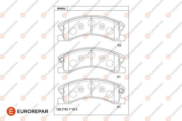 EUROREPAR 1681276780 - Гальмівні колодки, дискові гальма autocars.com.ua