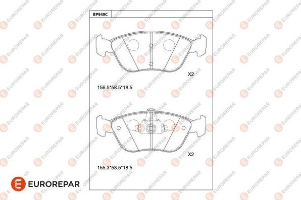 EUROREPAR 1681276880 - Гальмівні колодки, дискові гальма autocars.com.ua