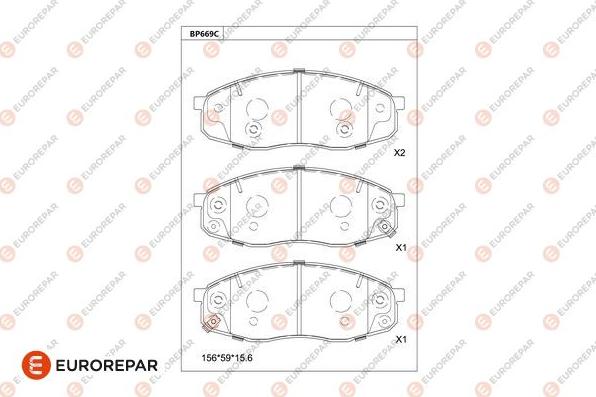 EUROREPAR 1681279380 - Гальмівні колодки, дискові гальма autocars.com.ua