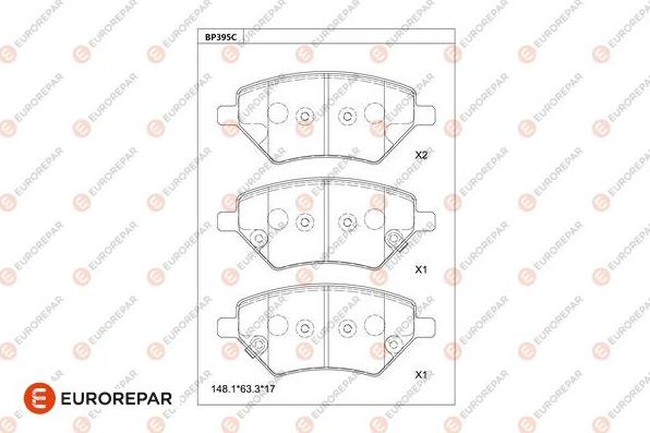 EUROREPAR 1681279480 - Гальмівні колодки, дискові гальма autocars.com.ua