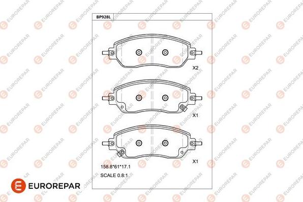 EUROREPAR 1681280380 - Гальмівні колодки, дискові гальма autocars.com.ua