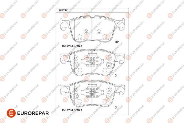 EUROREPAR 1681281180 - Тормозные колодки, дисковые, комплект avtokuzovplus.com.ua