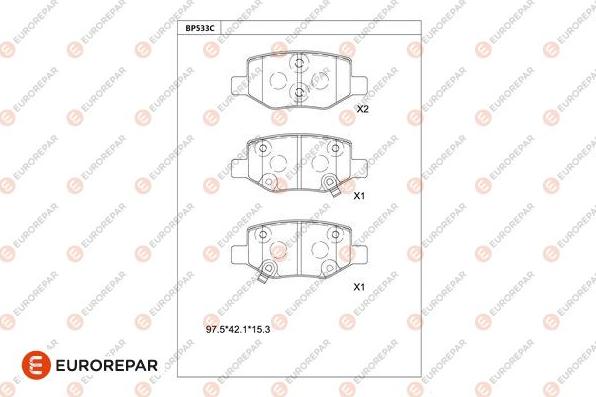 EUROREPAR 1681281680 - Тормозные колодки, дисковые, комплект avtokuzovplus.com.ua