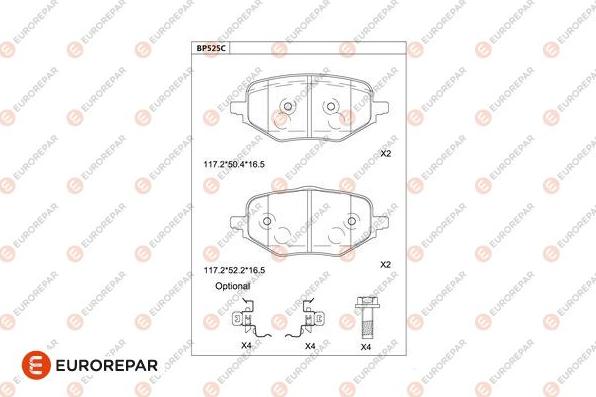 EUROREPAR 1681282580 - Тормозные колодки, дисковые, комплект autodnr.net